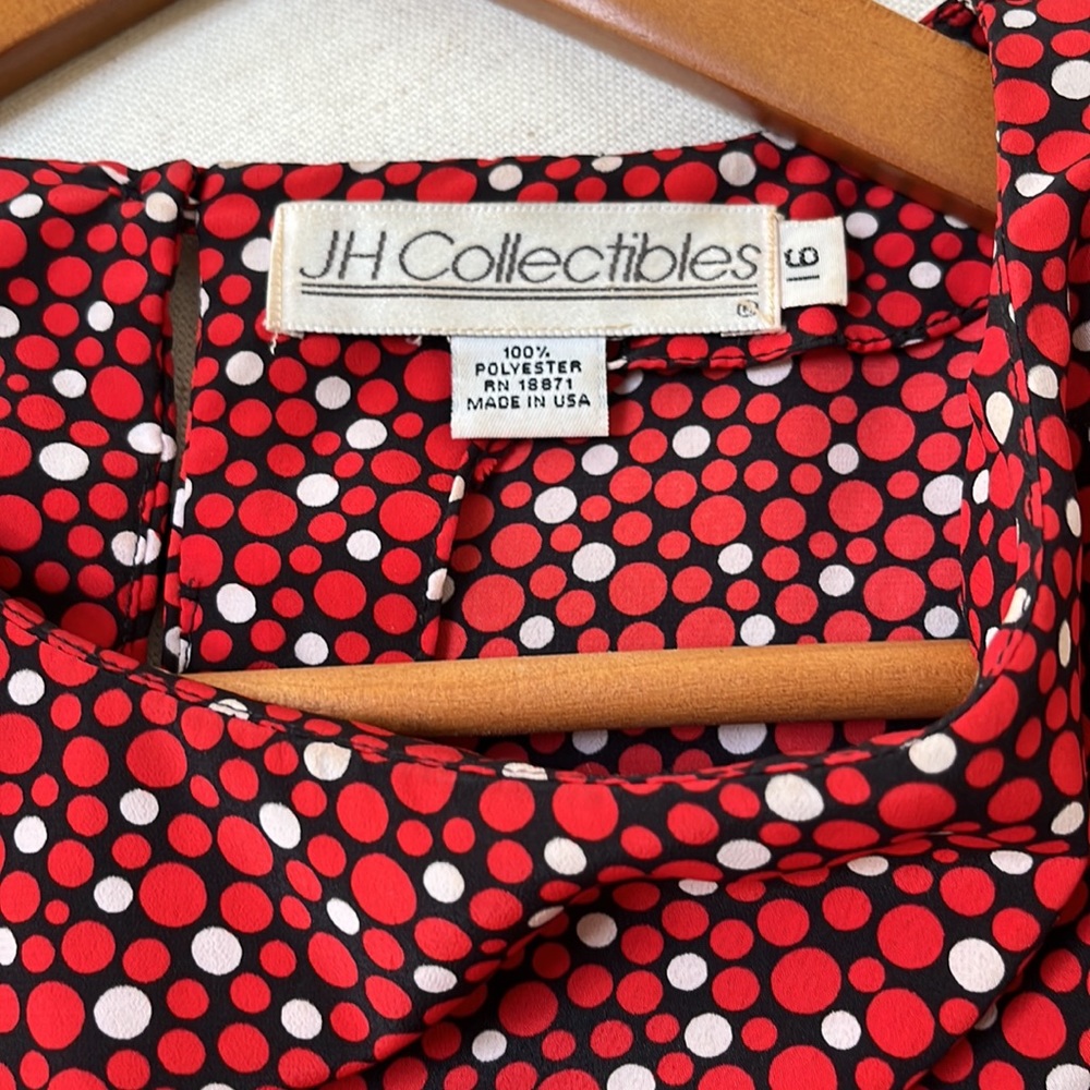 Red & White Polka Dot Blouse Size 16 - Picture 3 of 3